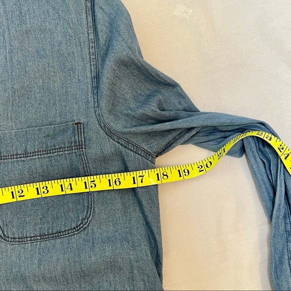 Papaya 100% Cotton Blue Denim Chambray Ladies Long Sleeve Shirt size M - Picture 10 of 12
